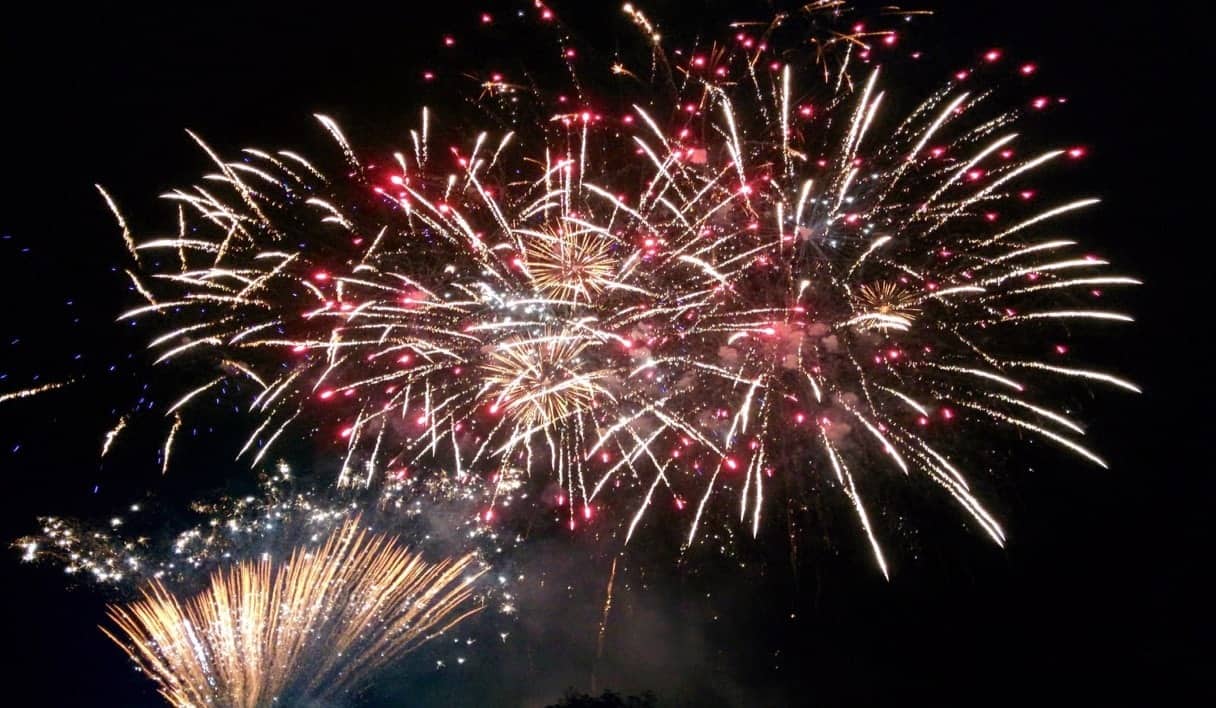 New Year's celebration in Colombia with fireworks