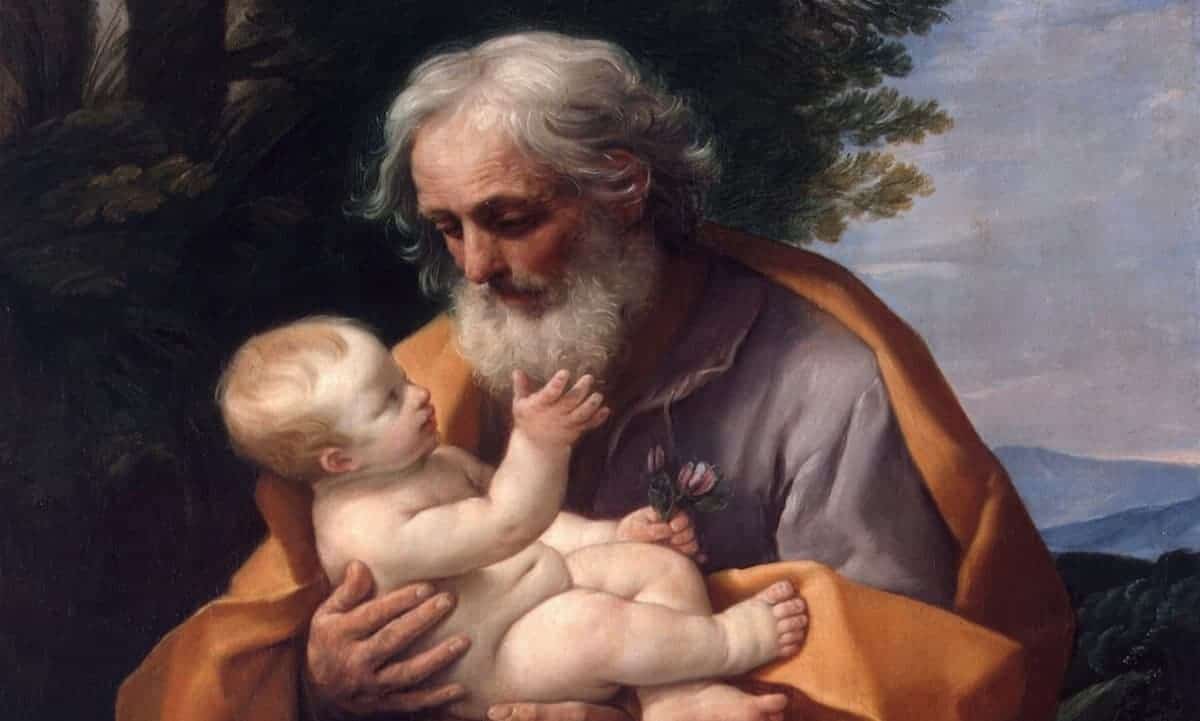 Portrait of Saint Joseph with newborn Jesus