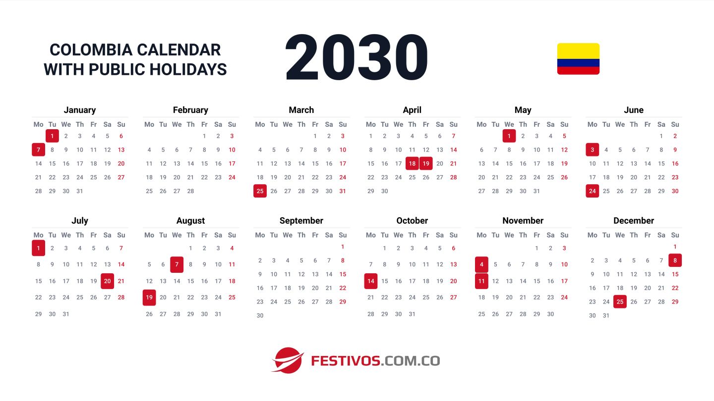 Colombia Calendar 2030 With Public Holidays colombia-calendar-2030-with-public-holidays