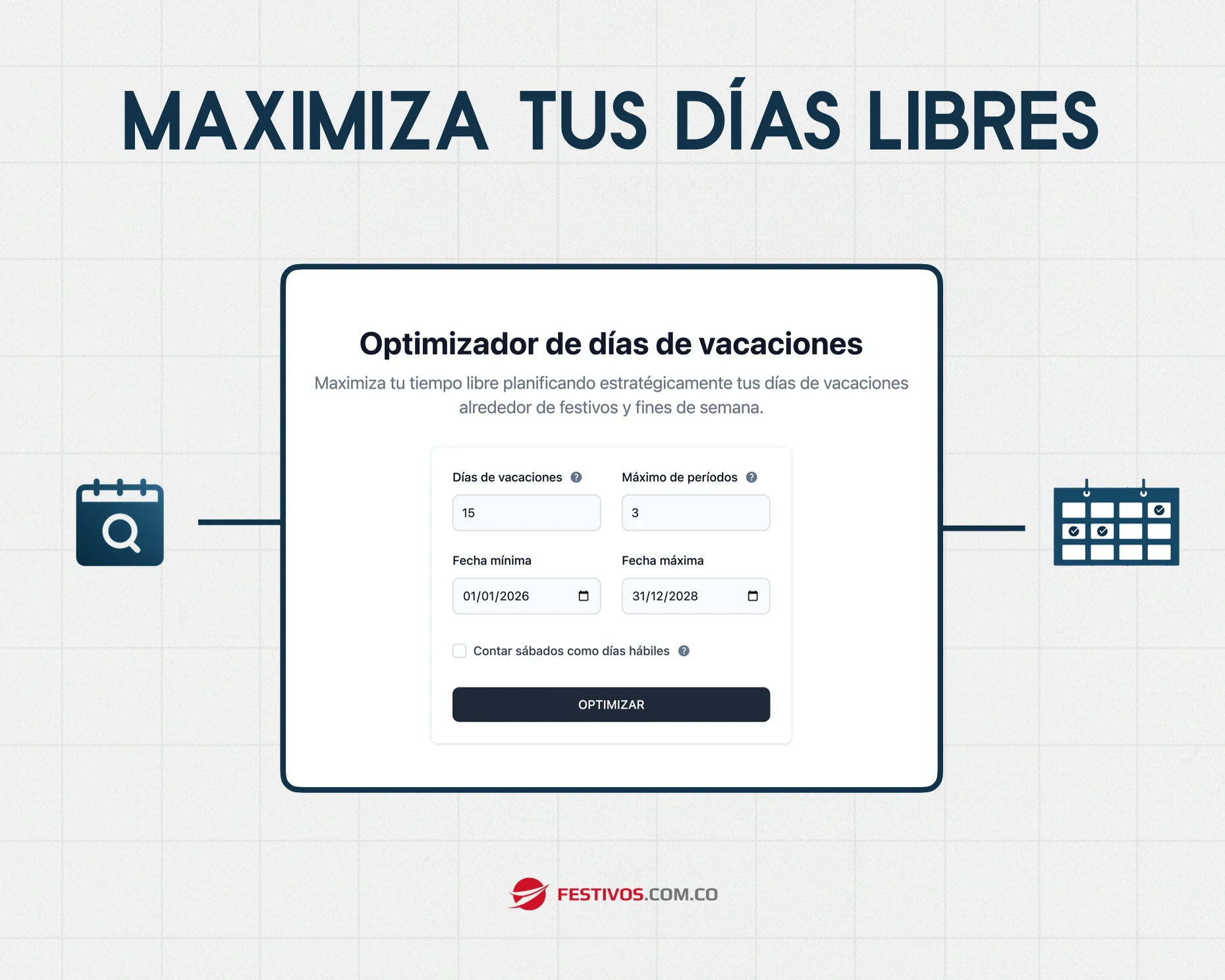 Interfaz del Optimizador de Vacaciones de Festivos Colombia